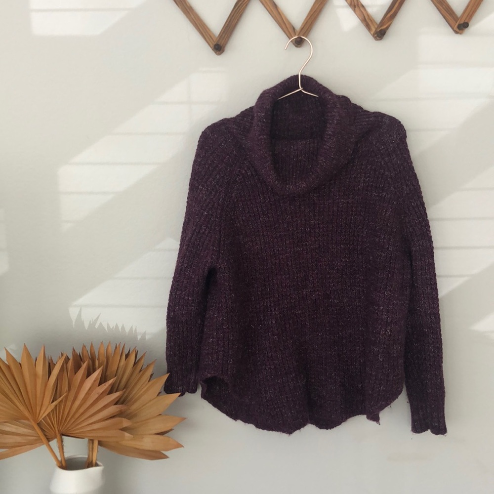 Purple cowl neck knit